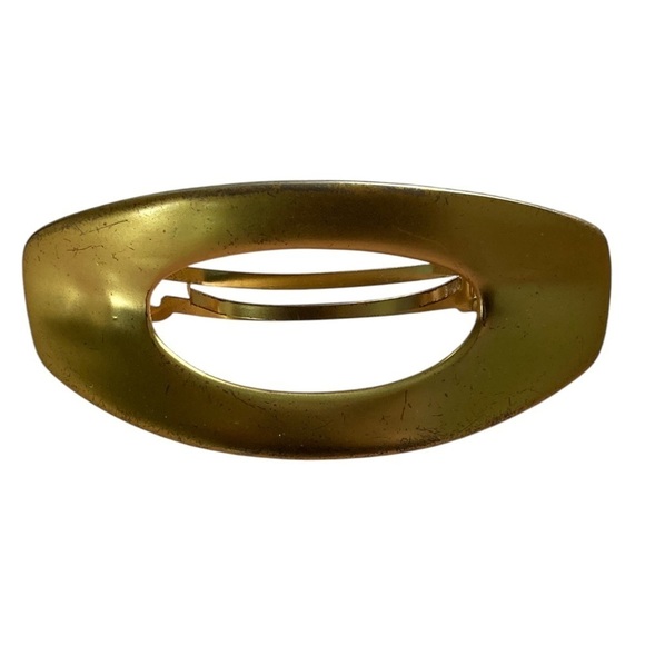 Hair Barrette Brushed Gold tone Clip Barrette Made in France Vintage 80s main image 5